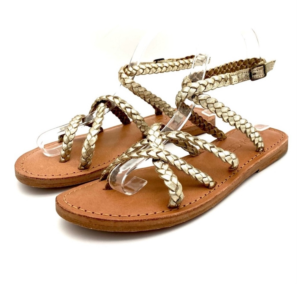 L*Space Braided leather gold Sandals women’s size 7.5